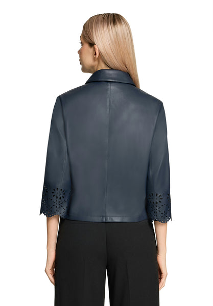 Faux Leather Jacket in Navy