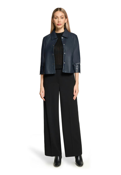 Faux Leather Jacket in Navy