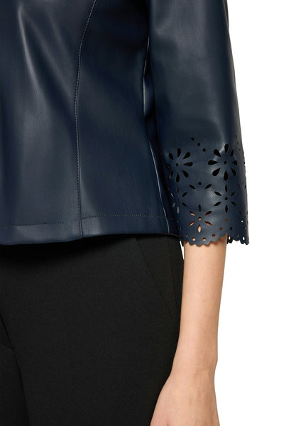 Faux Leather Jacket in Navy