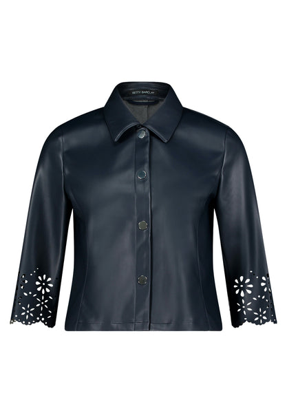 Faux Leather Jacket in Navy