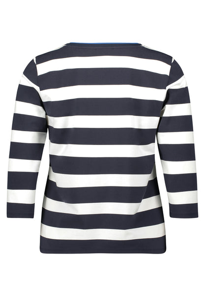 Navy Striped Top with Giraffe Motif