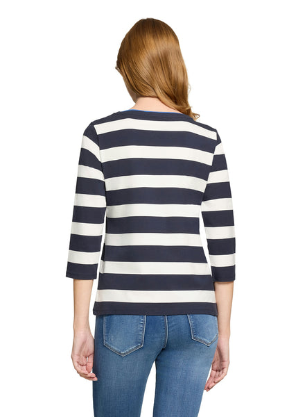 Navy Striped Top with Giraffe Motif