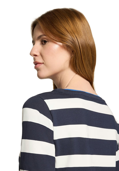 Navy Striped Top with Giraffe Motif