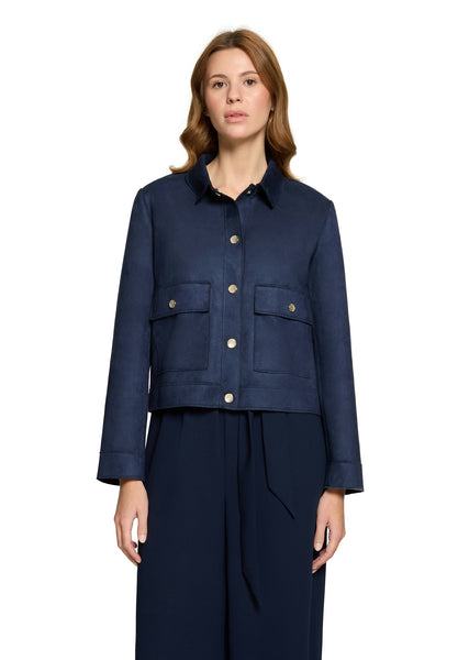 Faux Suede Jacket in Navy