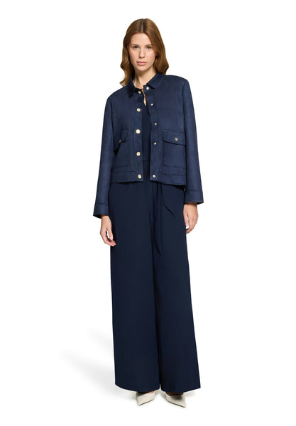 Faux Suede Jacket in Navy