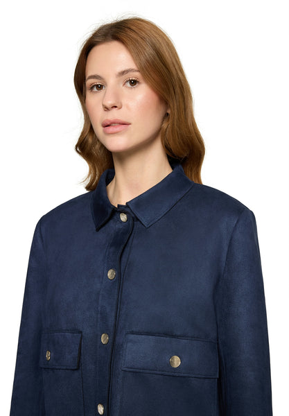 Faux Suede Jacket in Navy