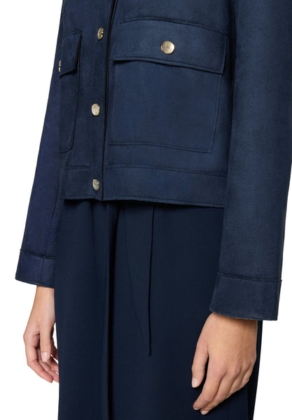 Faux Suede Jacket in Navy