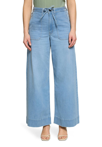 Wide-Leg Denims with Tie Belt