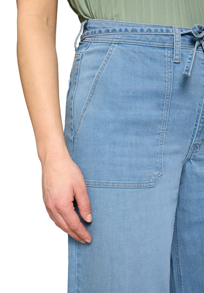 Wide-Leg Denims with Tie Belt