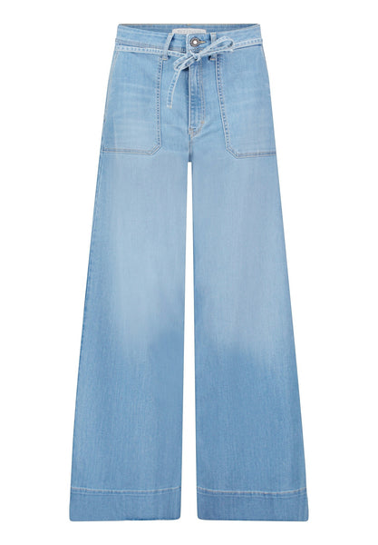 Wide-Leg Denims with Tie Belt