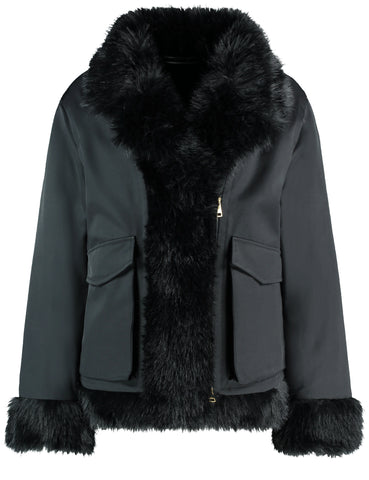 Outdoor Jacket with Faux Fur Trim