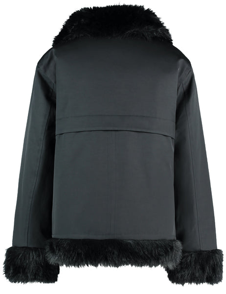 Outdoor Jacket with Faux Fur Trim