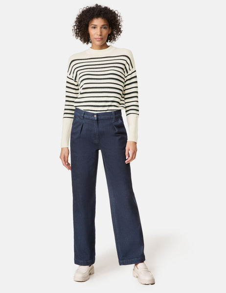 Wide-Leg Dark Denims