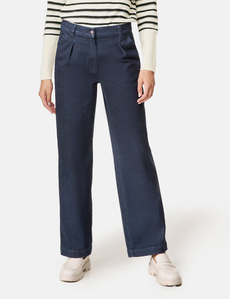 Wide-Leg Dark Denims