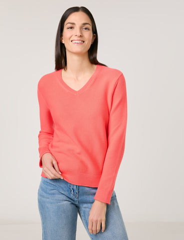 Cotton Knit with V-Neck
