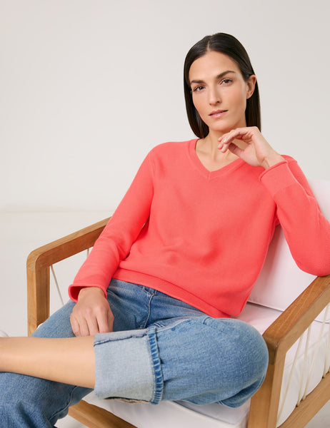 Cotton Knit with V-Neck