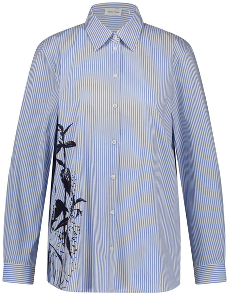 Striped Shirt with Floral Applique