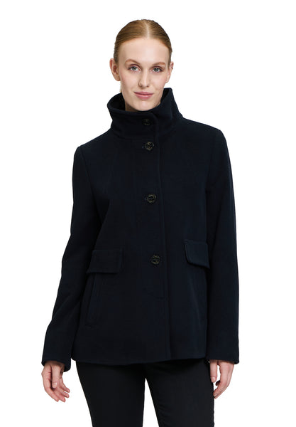Short Coat with Stand-Up Collar