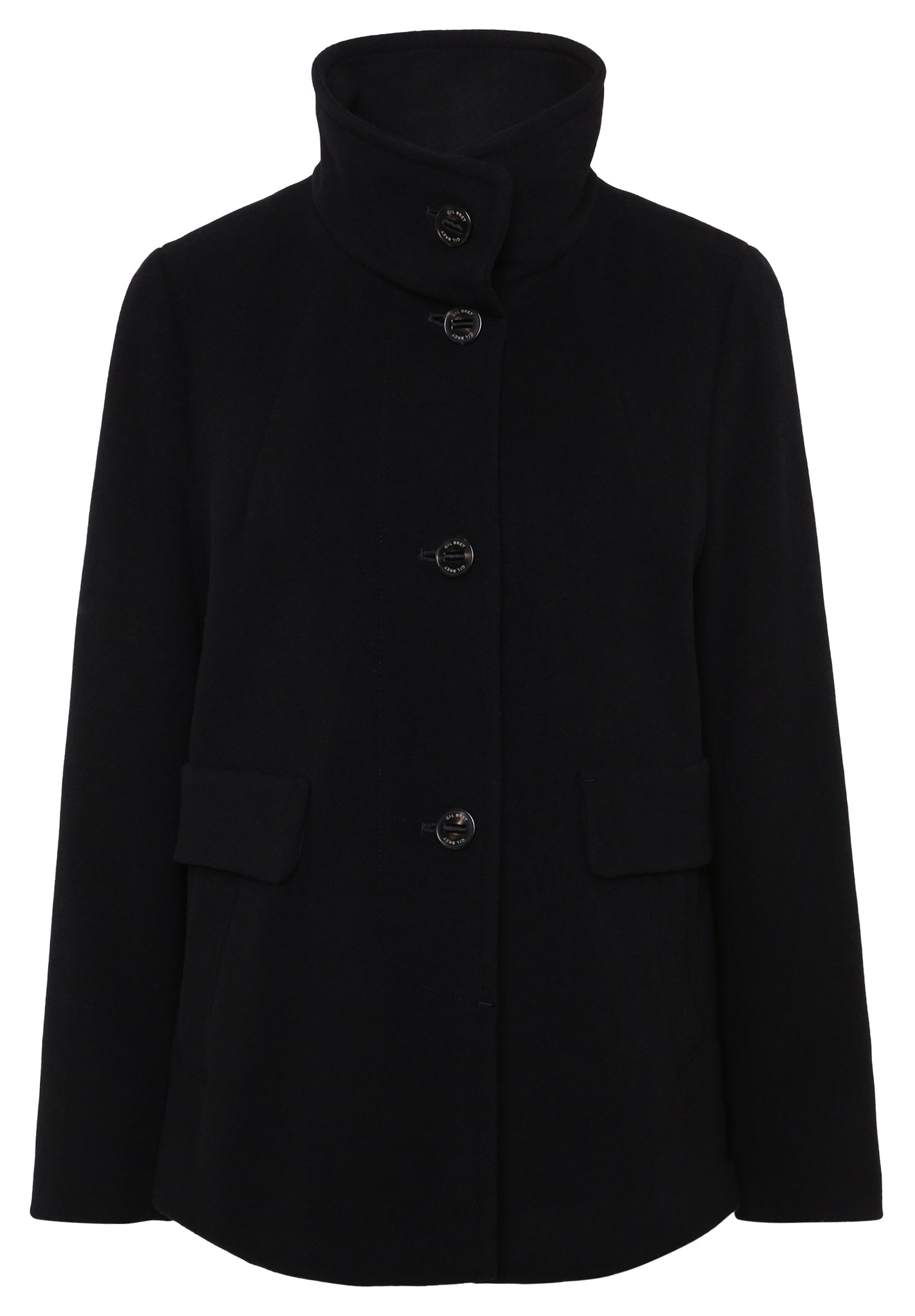 Short Coat with Stand-Up Collar