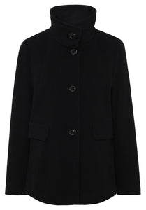 Short Coat with Stand-Up Collar