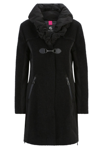 Wool Blend Coat with Gathered Collar