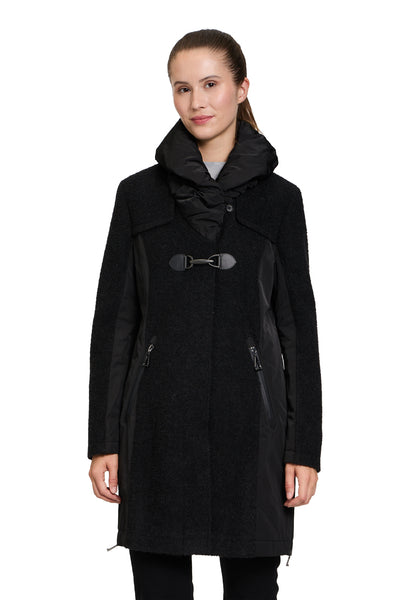 Wool Blend Coat with Gathered Collar