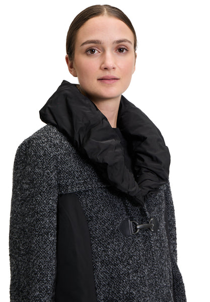 Wool Blend Coat with Gathered Collar