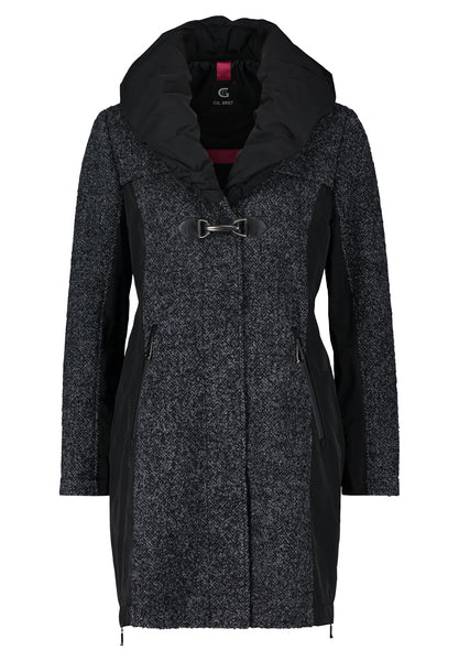 Wool Blend Coat with Gathered Collar