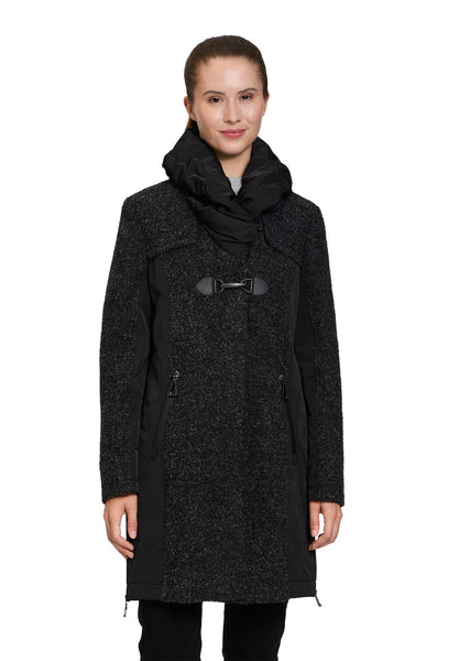 Wool Blend Coat with Gathered Collar