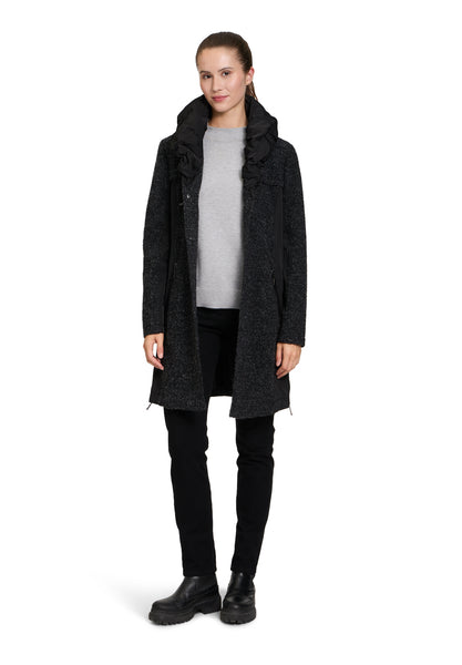 Wool Blend Coat with Gathered Collar