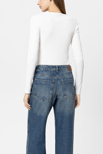 Ribbed Top with Carre Neckline