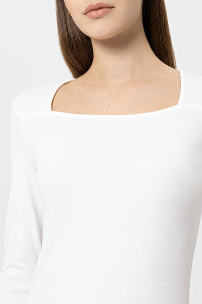 Ribbed Top with Carre Neckline