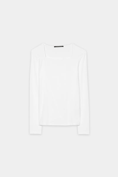 Ribbed Top with Carre Neckline