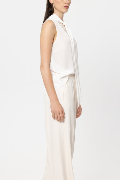 Sleeveless Blouse with Lace Details