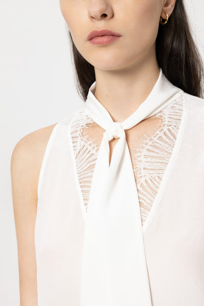 Sleeveless Blouse with Lace Details