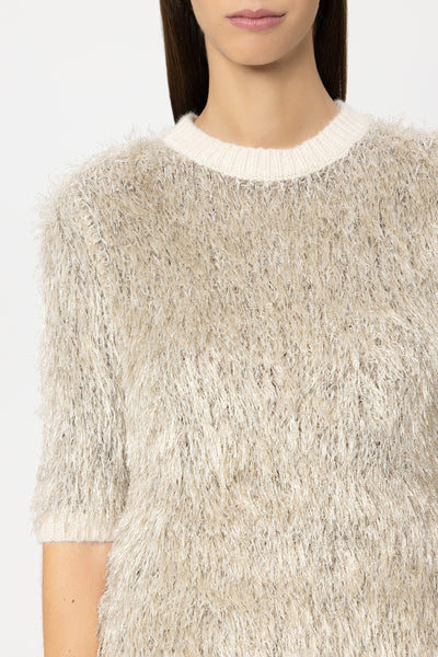 Faux Fur Shortsleeve Knit