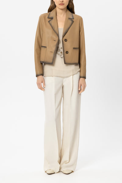 Wide-Leg Linen Blend Trousers