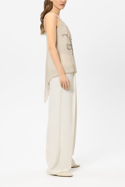 Wide-Leg Linen Blend Trousers