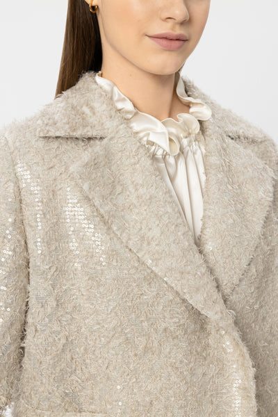 Short Pea Coat with Sequin