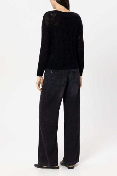 Wide-Leg Black Denim