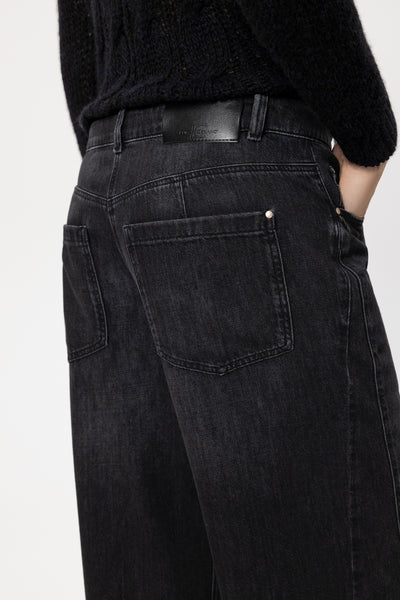 Wide-Leg Black Denim