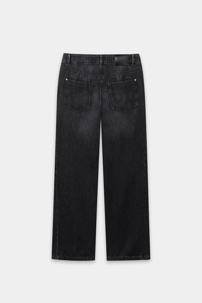 Wide-Leg Black Denim