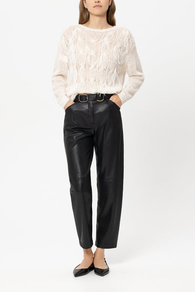 Faux Leather Barrel Leg Pants