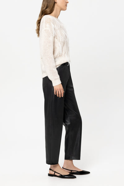 Faux Leather Barrel Leg Pants