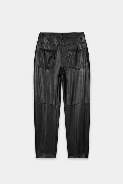 Faux Leather Barrel Leg Pants