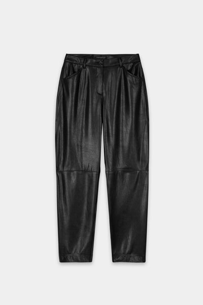 Faux Leather Barrel Leg Pants
