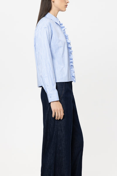 Striped Shirt with Ruffle