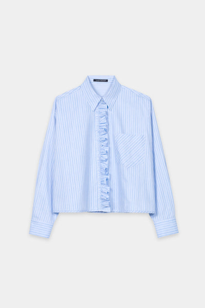 Striped Shirt with Ruffle
