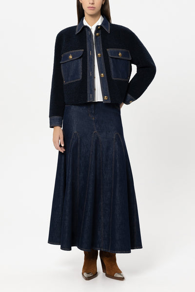 Lambskin-Look Denim Jacket