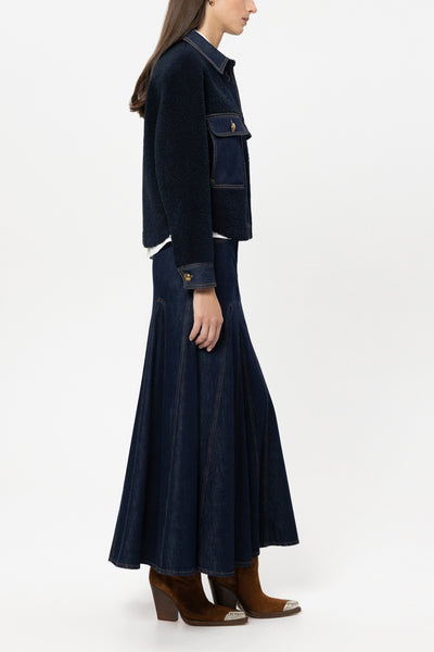 Lambskin-Look Denim Jacket